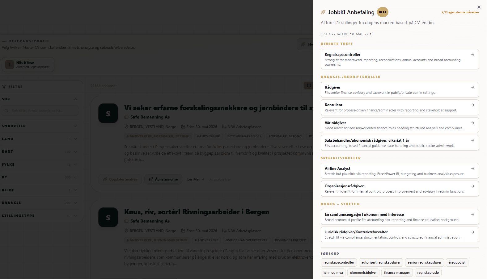 Riktige stillinger finner deg.